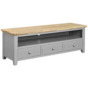 Florence Dove Grey TV Stand with 3 Drawers and Shelf