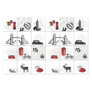 24 Pieces 15x15cm Londoner Tile Stickers