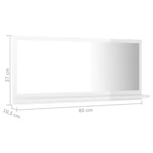 Dorlene Framed Wall Mounted Bathroom Mirror High Gloss White / 80 cm