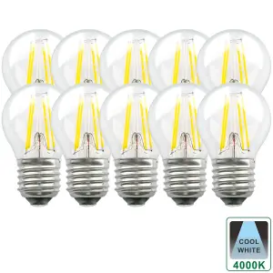 Harper Living 5 Watts E27 LED Bulb Clear Golf Ball Cool White Dimmable, Pack of 10