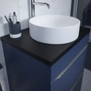 GoodHome Samal Matt White Round Counter top Basin