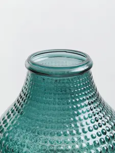 Interiors by Premier Large Green Glass Vase With Vibrant Green Hue, Stylish Pottery Vase With Studded Surface, Textured Glass Vase