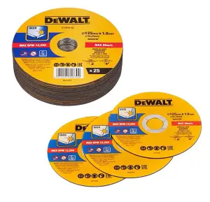 Dewalt 125mm 5.5" 1mm Thin INOX Metal Cutting Disc 22mm Bore Flat Disc x 25 Pack