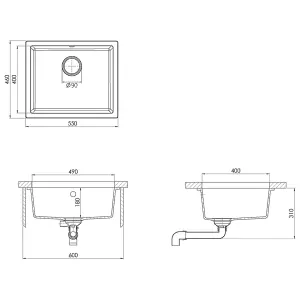 Berkfield Kitchen Sink with Overflow Hole Black Granite