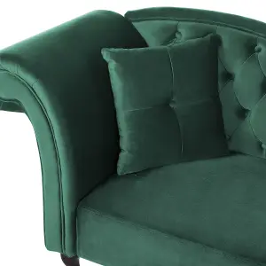 Left Hand Chaise Lounge Velvet Dark Green LATTES