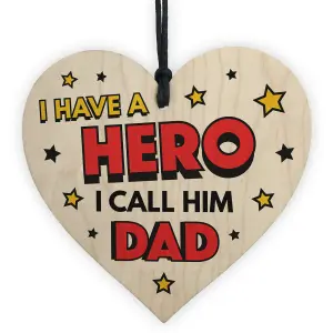 Dad Gifts For Fathers Day Birthday Wood Heart Superhero Theme Gift For Him