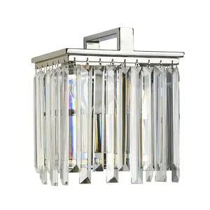 Wall Light Cut Glass Crystals Opal Highly Polished Nickel LED E27 60W