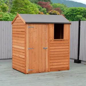 Shire Overlap 6x4 Single Door Reverse Apex Shed with Windows