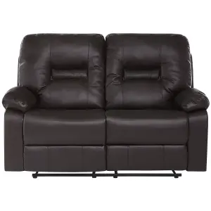 2 Seater Faux Leather Manual Recliner Sofa Brown BERGEN