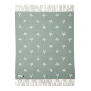 Tweedmill 100% Pure New Merino Wool Star Baby Blanket/Throw Green 75cm x 100cm