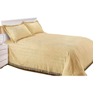 Just So Home Luxury Candlewick Bedspread Traditional Bed Throw (Double, Harvest)