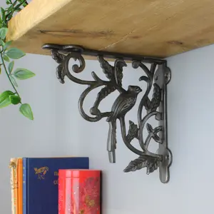 Oakcrafts - Pair of Antique Cast Iron Decorative Bird Shelf Brackets - 180mm x 190mm