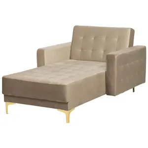 Velvet Chaise Lounge Sand Beige ABERDEEN