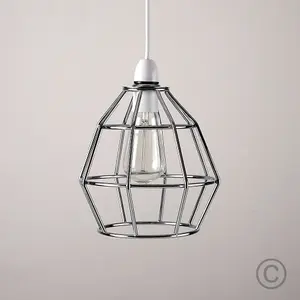 ValueLights Hamish Contemporary Polished Chrome Metal Basket Cage Pendant Ceiling Light Shade