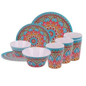 16pcs Melamine Dinnerware Set, Moroccan Design