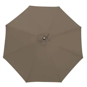 SunDaze Taupe 3M Round Garden Parasol Outdoor Patio Umbrella, Base Weights & Weather Protective Cover