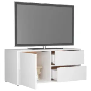 vidaXL TV Cabinet High Gloss White 80x34x36 cm Engineered Wood