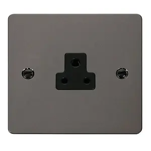 Flat Plate Black Nickel 1 Gang 2A Round Pin Socket - Black Trim - SE Home