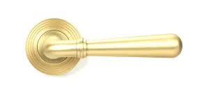 Satin Brass Newbury Lever on Rose Set (Beehive)