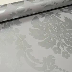 Arthouse Grey Silver Traditional Vintage Floral Damask Metallic Wallpaper