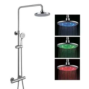 Nes Home Premier Exposed Led Round Thermostatic Mixer Shower Valve Tap Chrome Bathroom