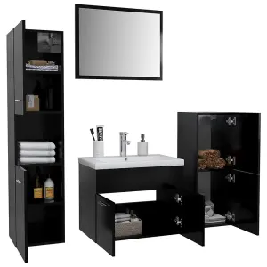 Berkfield Bathroom Furniture Set Black Engineered Wood