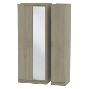 Ready assembled Contemporary Dark oak effect Tall Triple Wardrobe (H)1970mm (W)1110mm (D)530mm