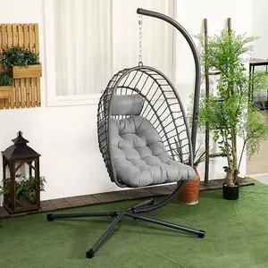 Outdoor Rattan Swing Chair with Cushion