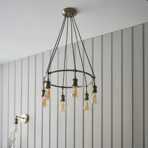 Luminosa Hal Plate Pendant Ceiling Lamp, Antique Brass Plate