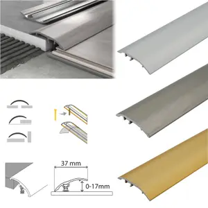 S16 Aluminium Door Bar floor Trim Threshold Cover Strip T bar Adjustable - Brushed Effect