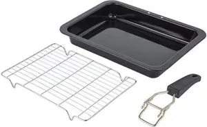 Dunelm Non-Stick Steel Grill Pan With Detachable Handle, Black