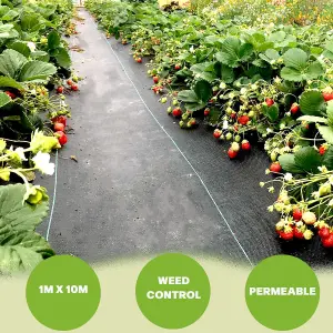 Heavy Duty Weed Membrane - 1m x 10m Folded Control Fabric 100gsm for Garden, Patios, Ground Cover & Landscape Protection