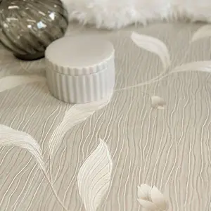 Tiffany Floral Trail Textured Heavyweight Vinyl Wallpaper Beige Belgravia 41337