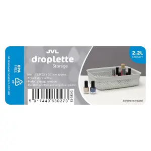 JVL Droplette Design Plastic Storage Basket, One Size, Grey