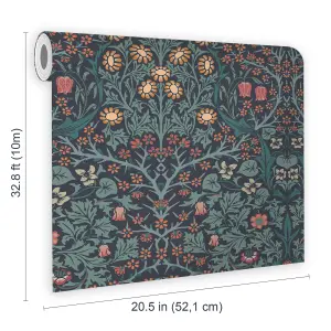 William Morris Gallery Collection Navy Blackthorn Smooth Wallpaper