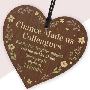 Red Ocean Chance made us Colleagues Fun and Laughter Novelty Wooden Hanging Heart Leaving Gift Plaque Work Friendship Sign