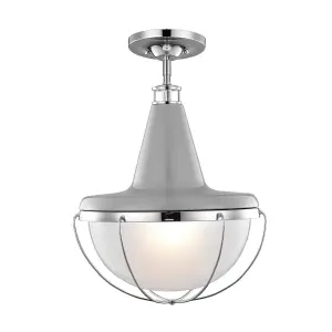 Elstead Livingstone 1 Light Ceiling Pendant Polished Nickel, Grey, E27