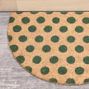 Melody Maison Forest Green & Natural Polka Dot Half Moon Door Mat