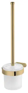 Toilet Brush + Cup Tempered Glass Gold Colour Finished Zamak Wall Mounted