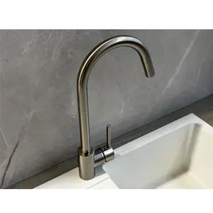 Liquida LS04BN Monobloc Swan Neck Single Lever Brushed Nickel Kitchen Mixer Tap