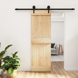 Berkfield Sliding Door with Hardware Set 70x210 cm Solid Wood Pine