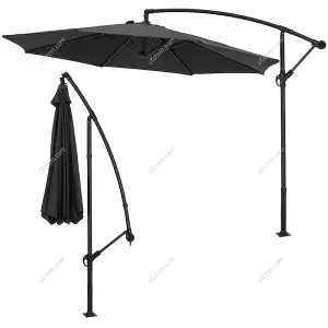 3M Outdoor Black Cantilever Crank Tilt Swivel Banana Umbrella Sunshade with Fillable Base