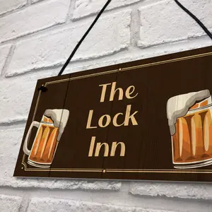 The Lock Inn HOME BAR Sign Lockdown Sign Man Cave Shed Plaque Gift