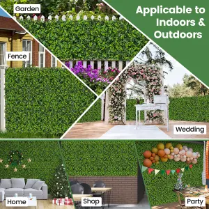 COSTWAY 12 Pcs Artificial Grass Wall Panels 50 x 50cm Faux Greenery Foliage Panels