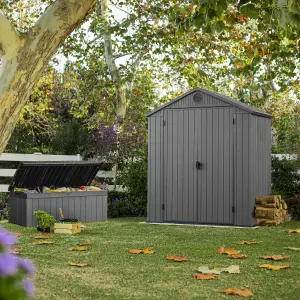 Keter Darwin 6x4 ft Grey Plastic 2 door Shed with floor