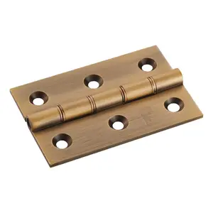 7.6cm H x 5cm W Butt Bearing Pair Door Hinges Antique Brass