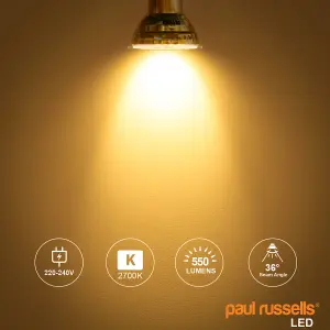 paul russells LED GU10 Light Bulb, 5.5W 550 Lumens, 75w Equivalent, 2700K Warm White, Ceiling Spotlights, Pack of 10