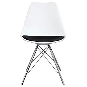 Soho White and Black Plastic Dining Chair with Chrome Metal Legs