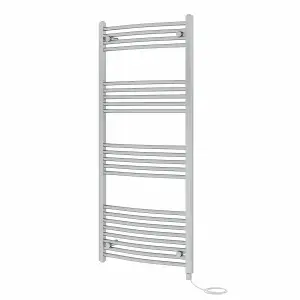 Rinse Bathrooms Electric Heated Towel Rail Curved Chrome Bathroom Towel Radiator 1400x600mm - 800W