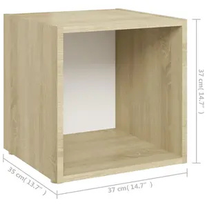 Berkfield TV Cabinets 4 pcs White and Sonoma Oak 37x35x37 cm Engineered Wood